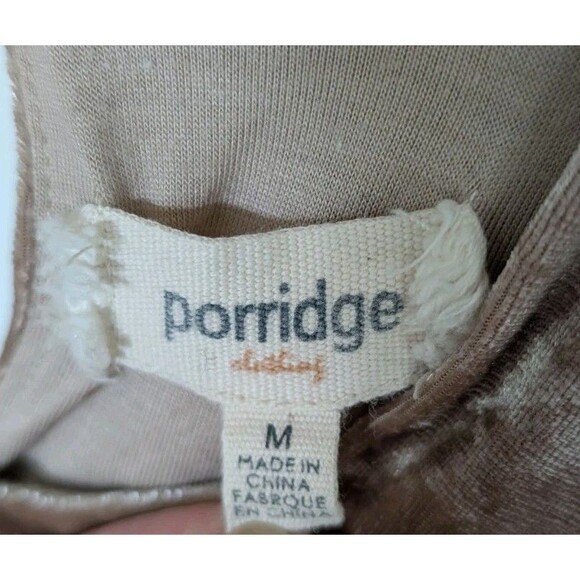 Porridge Anthropologie Velvet Sleeveless Top Size M Beige Keyhole Lined - Picture 3 of 7
